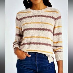 Mason & Belle Marled Stripe Side Slit Sweater L NWT